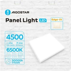 LED-Panel 60x60cm - 25W 4500lm - 6500K 865 - Flimmerfrei - UGR<19