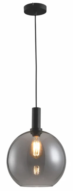 LED Pendelleuchte Chandra 30cm Schwarz / Rauchglas