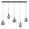 LED Pendelleuchte Macchia mit 5 Lichtern vertikal Schwarz / Rauchglas
