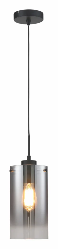 LED Pendelleuchte Ventotto mit einzel Licht Schwarz / Rauchglas