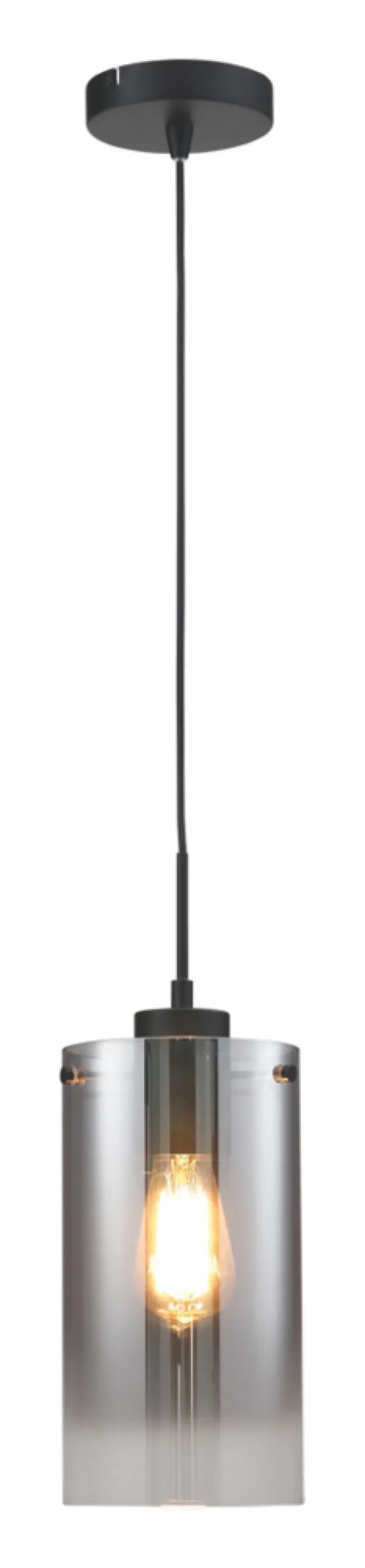 LED Pendelleuchte Ventotto mit einzel Licht Schwarz / Rauchglas