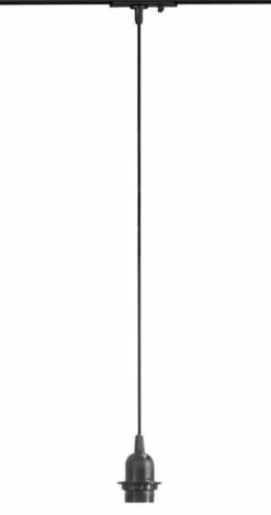 LED Schienenstrahler Anschlußkabel für Hängelampe Schwarz - 1 m - mit E27 Fassung