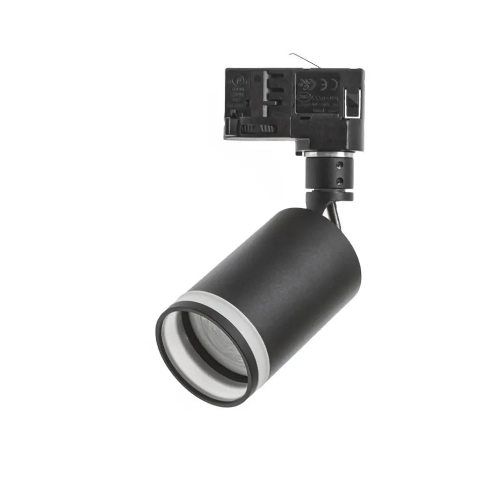 LED Schienenstrahler Mini Schwarz mit opalem Ring - 3-Phase universal - GU10 Fassung