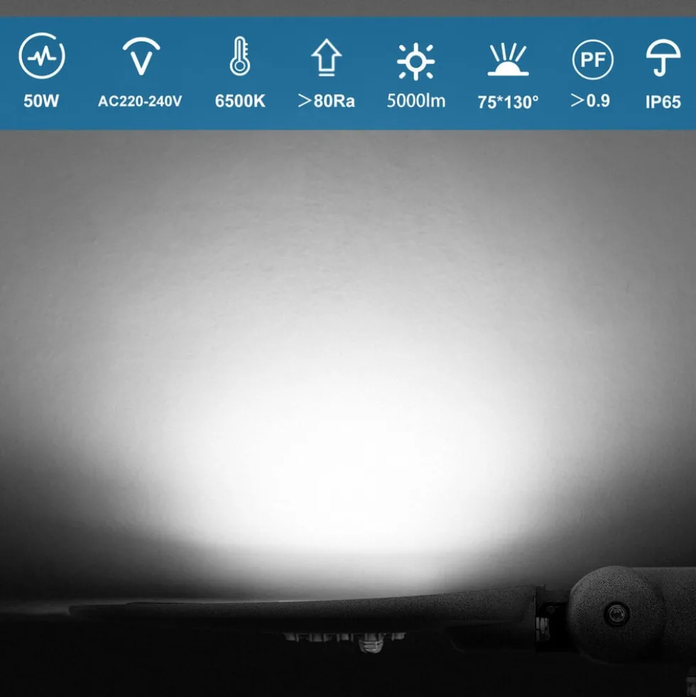 LED Straßenlaterne IP66 - 50W 5000 Lumen - 6500K Tageslichtweiß - 3 Jahre Garantie