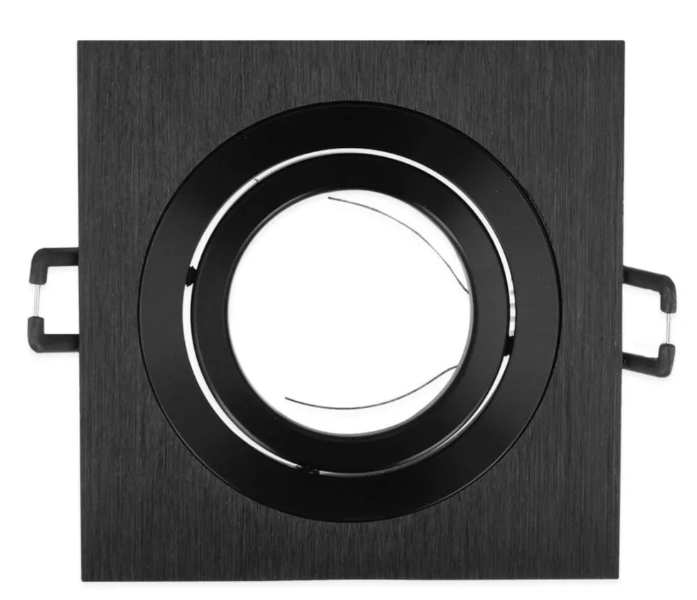 LED Strahler Einbaurahmen Schwarz viereckig - schwenkbar - Sägegröße 74mm - Außengröße 92mm