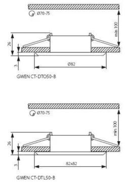 LED Strahler Einbaurahmen Schwarz - Sägegröße 70-75mm Außengröße 82x82mm