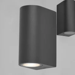 LED Wandleuchte 2×GU10 IP44 – Halbrund Anthrazit – Außenlampe