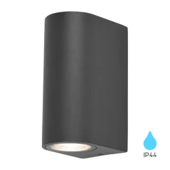 LED Wandleuchte 2×GU10 IP44 – Halbrund Anthrazit – Außenlampe