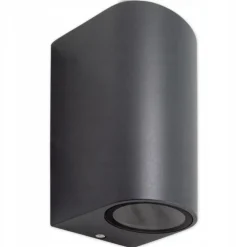 LED Wandleuchte halbrund Anthrazit - GU10 Fassung - IP44 - geeignet für 2 GU10 Spots