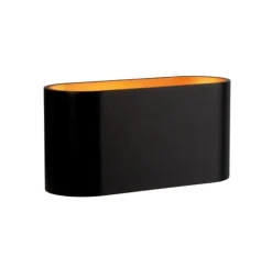 LED Wandleuchte oval - Schwarz Gold - mit G9 Fassung - 80x80x160 mm
