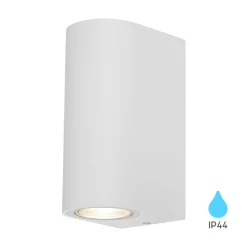 LED Wandleuchte rund Weiß - GU10 Fassung - IP44 - geeignet für 2 GU10 Spots