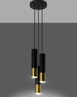 LED Wandleuchte Schwarz Gold LOOPEZ - 3 x GU10 Fassung - exkl. LED's