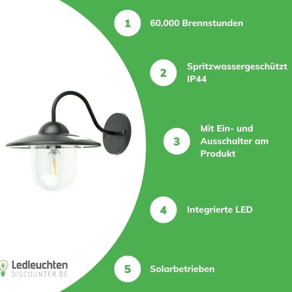 LED Wandleuchte Solar - IP44 10Lm 3000K Warmweiß