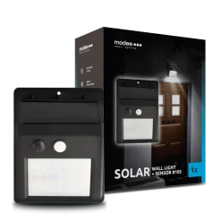 LED Wandleuchte Solar mit Sensor schwarz - IP44 100Lm 6000K Tageslichtweiß