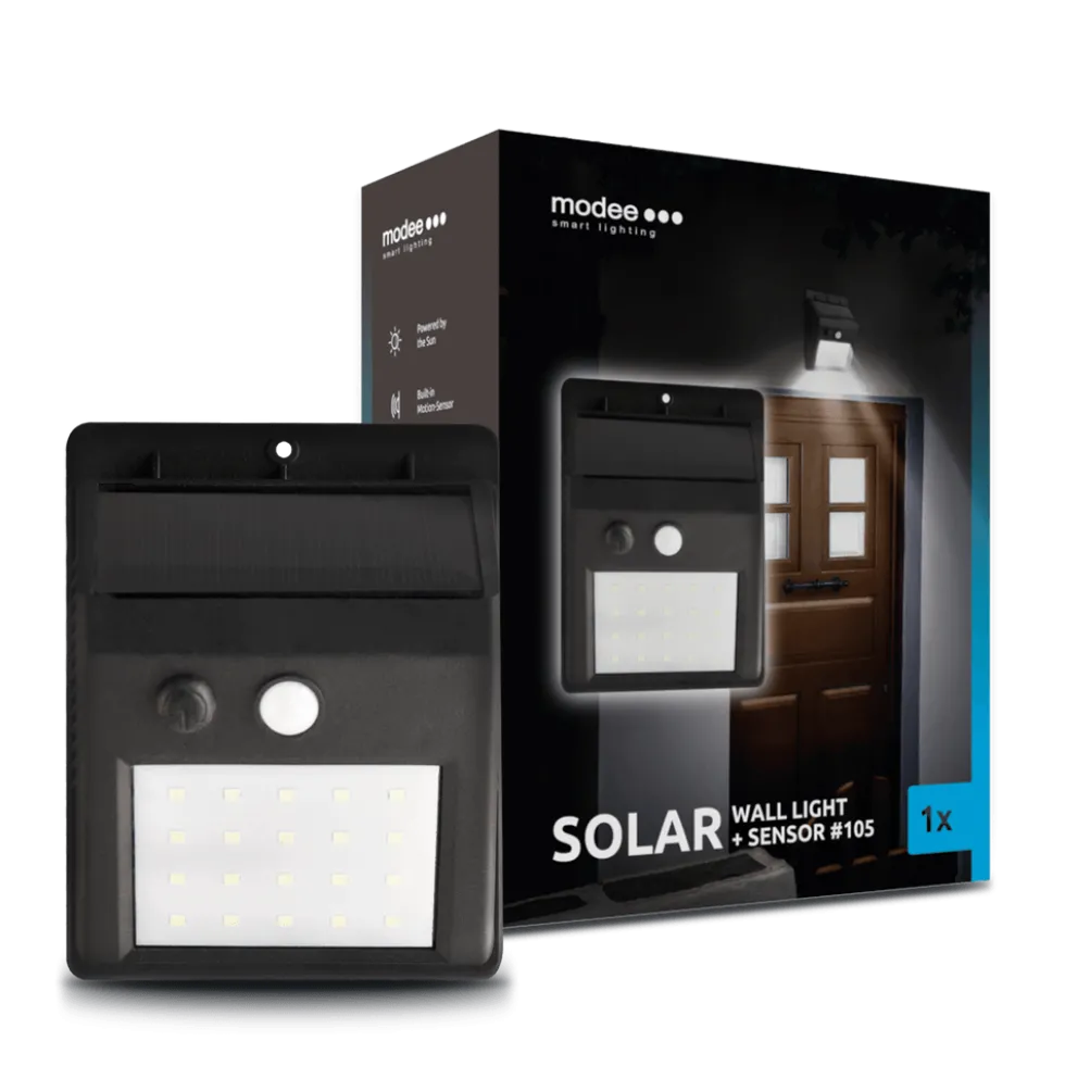 LED Wandleuchte Solar mit Sensor schwarz - IP44 100Lm 6000K Tageslichtweiß