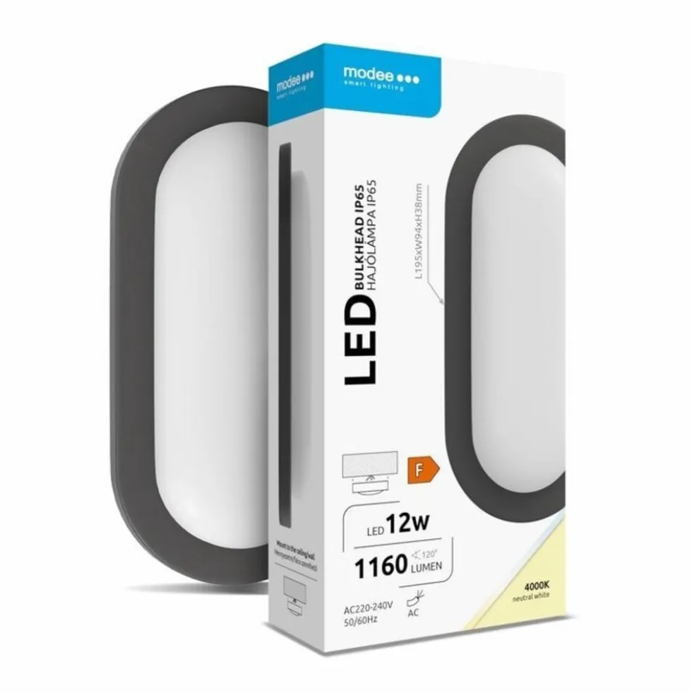 LED-Wand- und Deckenleuchte Oval Schwarz 12W 1150lm - 840 Kaltweiß | 195mm - IP65