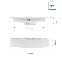 LED 12 W Aufbau-/Einbau-Downlight – 4000 K – 1200 lm – IP20