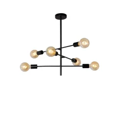 Lester Deckenleuchte Schwarz | 6x E27 | Verstellbar | Vintage-Stil