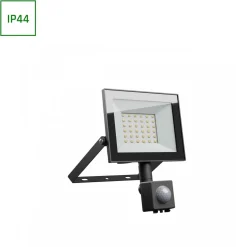 L LED-Scheinwerfer Schwarz 30W 2500lm 100D - 830 Warmweiß | IP44 - Bewegungs- und Lichtsensor - Symmetrisch