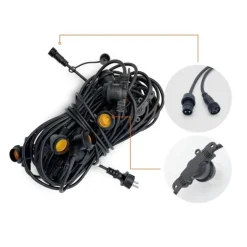 MIMOSA Lichterkette - 20m - 20x LED Lampe E27 - Exkl. Glühbirnen