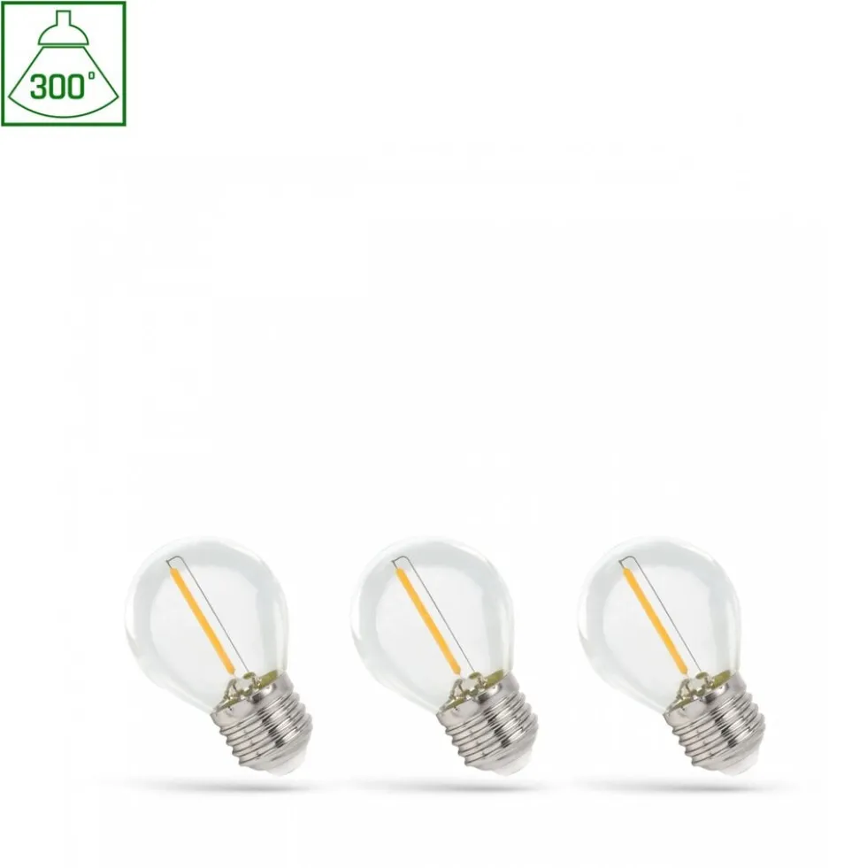 3-pack LED Fadenlampe G45 - E27 Sockel - 1W Filament - 3000K Warmweiß