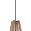Pendelleuchte CASCO Schwarz / Natur Holz - 1x E27 Fassung - max. 60W - exkl. LED's