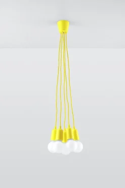 Pendelleuchte DIEGO 5 Gelb - 5x E27 Fassung - max. 5x60W - exkl. LED's