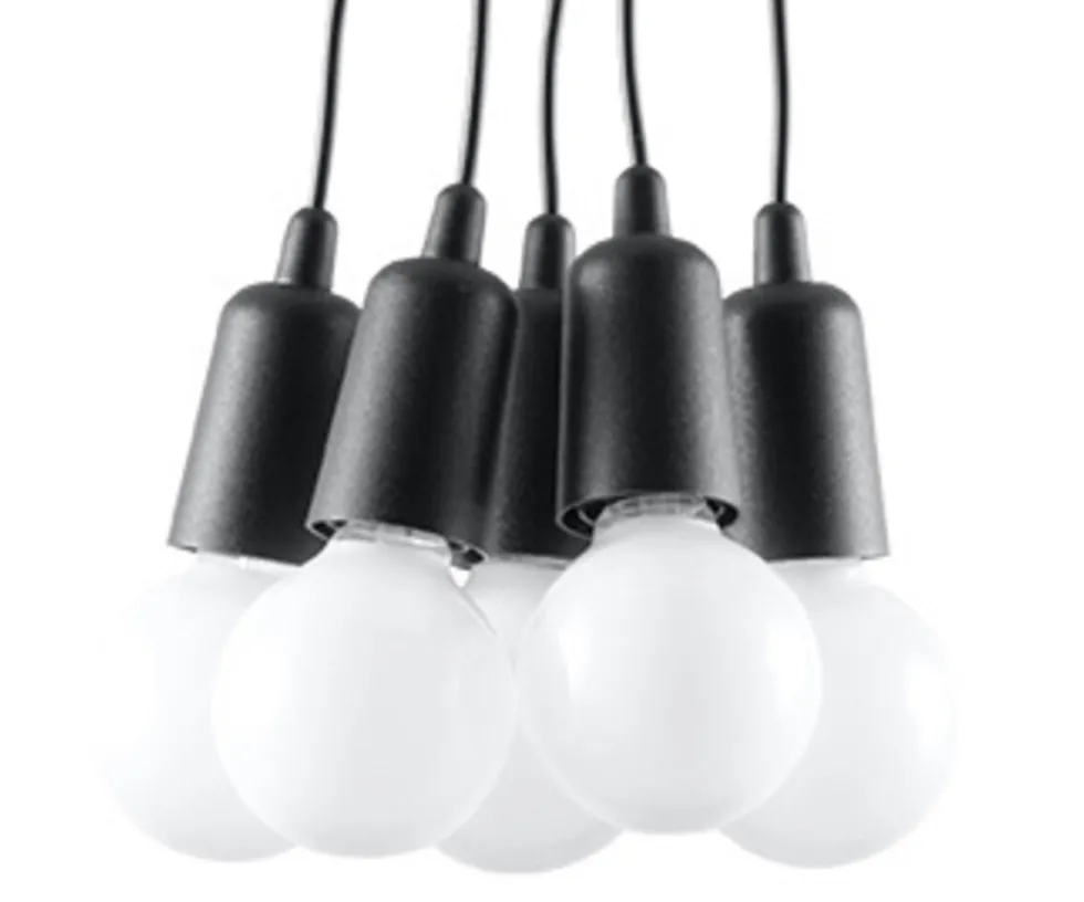 Pendelleuchte DIEGO 5 Schwarz - 5x E27 Fassung - max. 5x60W - exkl. LED's