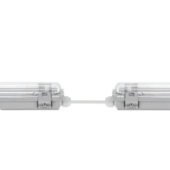 Set - 120cm Doppelfassung - IP65 Feuchtraum - Wannenleuchte + 2 x 18W LED Leuchtstoffröhren 3000K - 830 - Warmweiß - Komplett