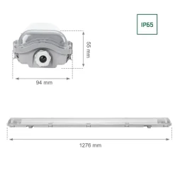 Set - 120cm Doppelfassung - IP65 Feuchtraum - Wannenleuchte + 2 x 18W LED Leuchtstoffröhren 3000K - 830 - Warmweiß - Komplett