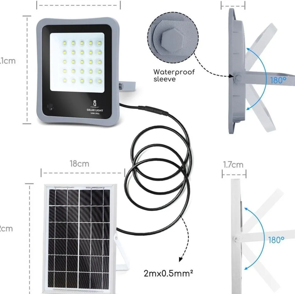 Solar Strahler 10XHS IP65 - 50W - 6500K - inkl. Fernbedienung