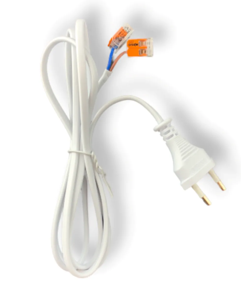 Stromkabel mit Stecker und WAGO Lüsterklemmen - 5 Meter - 2-polig - 230V