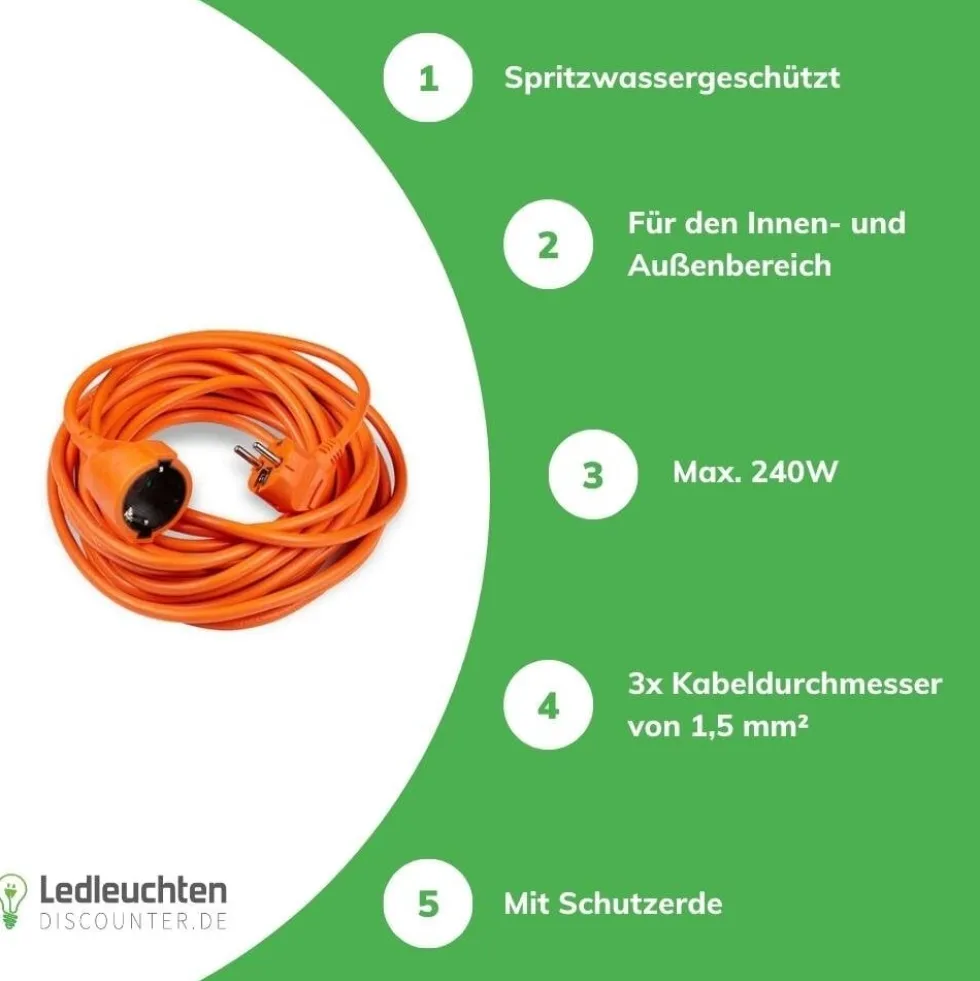 Verlängerungskabel 10 Meter - H05VV-F3G1,5 geerdet - orange