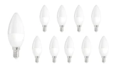 Vorteilspack 10 Stück - E14 LED Kerzenlampe - Typ C37 - 6W entspricht 50W - 3000K Warmweiß