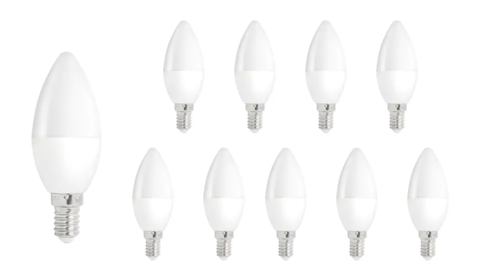 Vorteilspack 10 Stück - E14 LED Kerzenlampe - 1W entspricht 10W - 3000K Warmweiß