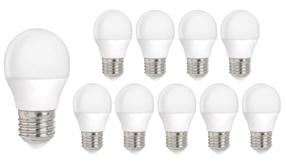 Vorteilspack 10 Stück - E27 LED Lampen - Typ G45 - 4W entspricht 25W - 6400K Tageslichtweiß