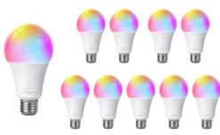 Vorteilspack 10 Stück - E27 WLAN LED Lampen - 9W entspricht 85W - RGB+CCT alle Lichtfarben - per App steuerbar