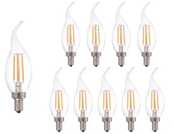 Vorteilspack 10 Stück - LED Fadenlampe Kerze dimmbar - E14 Fassung C37 - 5W entspricht 45W - 2700K Warmweiß