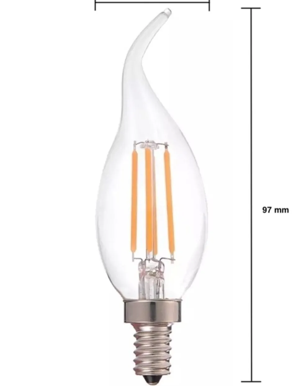 Vorteilspack 10 Stück - LED Fadenlampe Kerze dimmbar - E14 Fassung C37 - 5W entspricht 45W - 2700K Warmweiß
