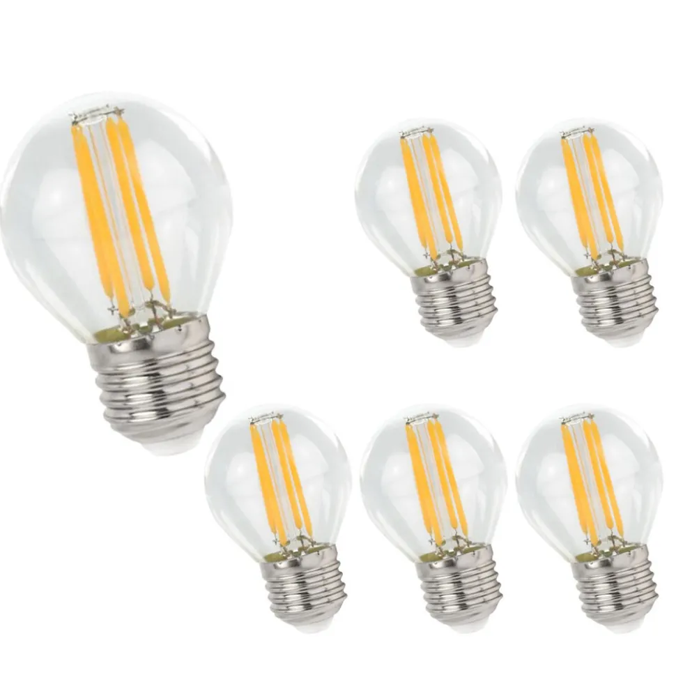 Vorteilspack 6 Stück - LED Lampe G45 - E27 Sockel - 4W Glühfaden - 2700K Warmweiß