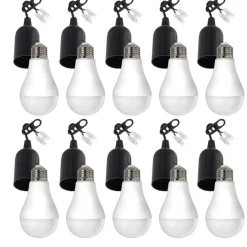 Vorteilspackung 10 Stück - Renovierfassung Schwarz - E27 Fassung | Inkl. 10x LED Lampe E27- A60 - 9W 6000K Tageslichtweiß