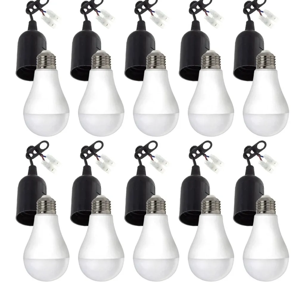 Vorteilspackung 10 Stück - Renovierfassung Schwarz - E27 Fassung | Inkl. 10x LED Lampe E27- A60 - 8,5W 4000K Neutral Weiss