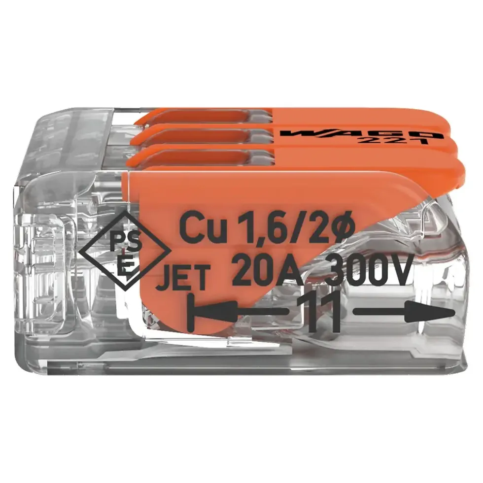 WAGO Verbindungsklemme 3-polig 0.14-4 mm² - 50 Stück