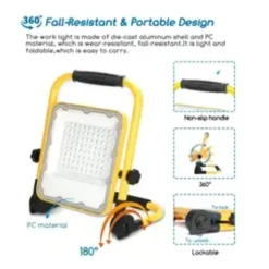 Wiederaufladbare LED-Arbeitsleuchte IP65 – 50 W, 1400 Lumen – 6500 K Tageslichtweiß – Bis zu 12 Stunden Betriebszeit