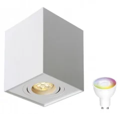 WLAN LED Deckenspot - Würfel viereckig - Weiß - mit GU10 Fassung - schwenkbar - per App steuerbar