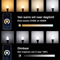 WLAN LED Lampe kugelförmig - E14 5W - 2700K-6500K - per App steuerbar