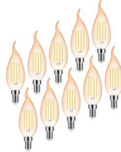 10xE14 LED Lampe - C37 - 4W entspricht 50W -1800K extra Warmweiß - dimmbar