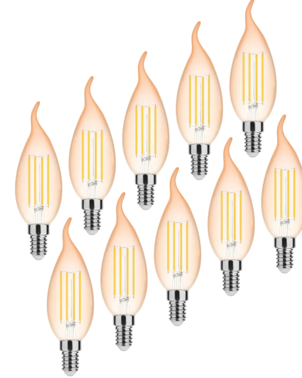 10xE14 LED Lampe - C37 - 4W entspricht 50W -1800K extra Warmweiß - dimmbar